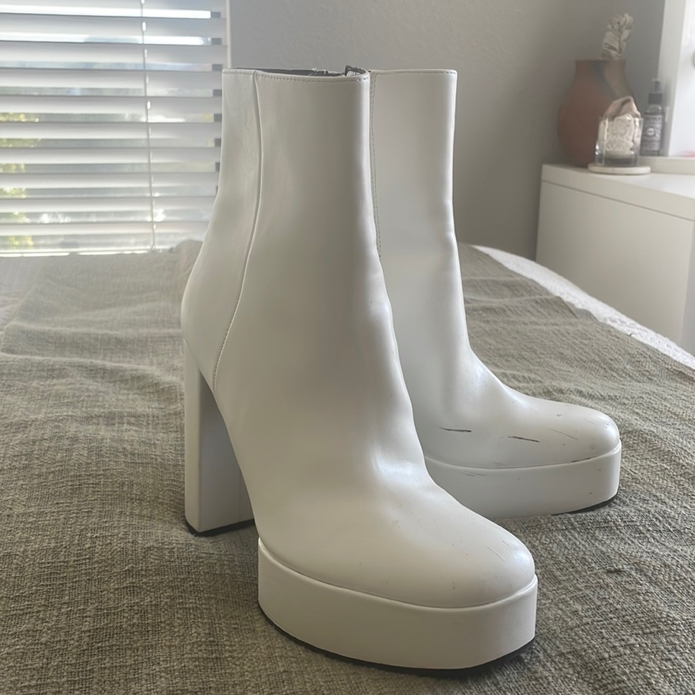 Zara White Heeled Booties
